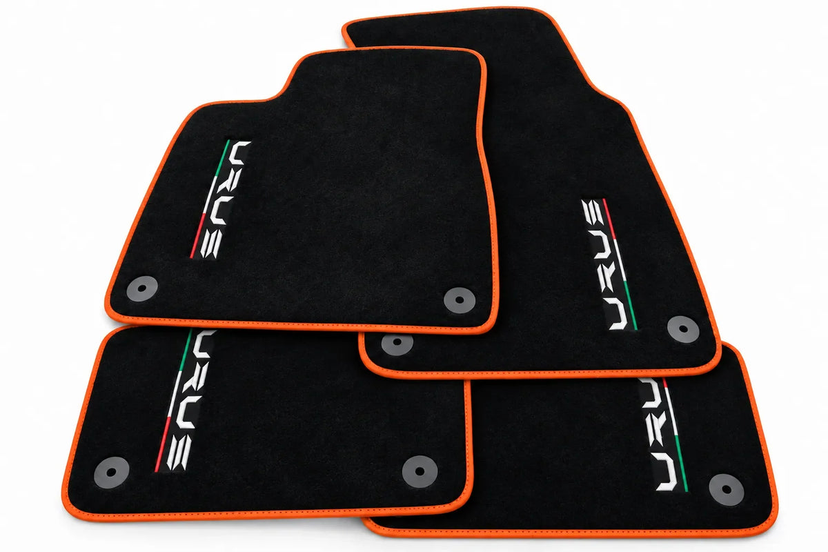 Floor Mats For Lamborghini Urus Black Tailored With Orange Rounds Carpets - Orange trim
