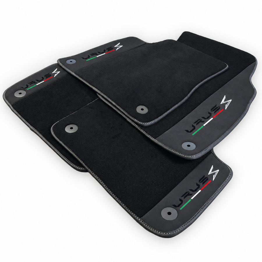 Black floor mats for Lamborghini Urus S with black Alcantara leather