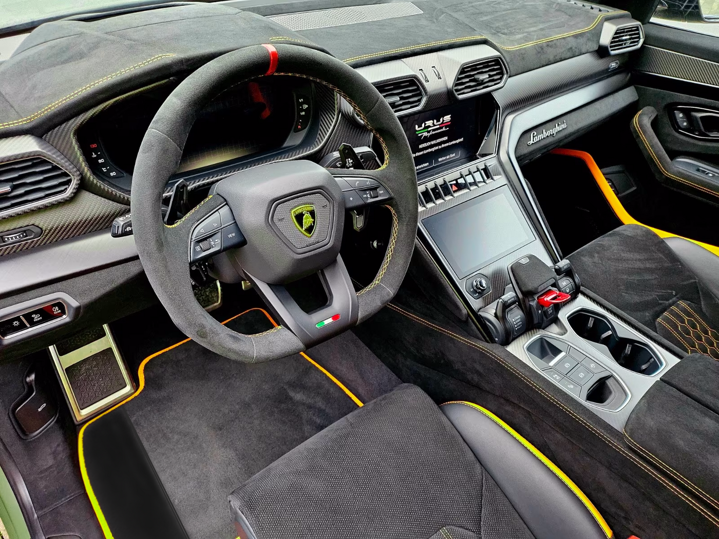 Customizable Black Floor Mats For Lamborghini Urus With Alcantara Leather