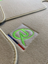 Beige Floor Mats For BMW M8 Series Gran Coupe F93 ROVBUT Brand Tailored Set Perfect Fit Green SNIP Collection - AutoWin