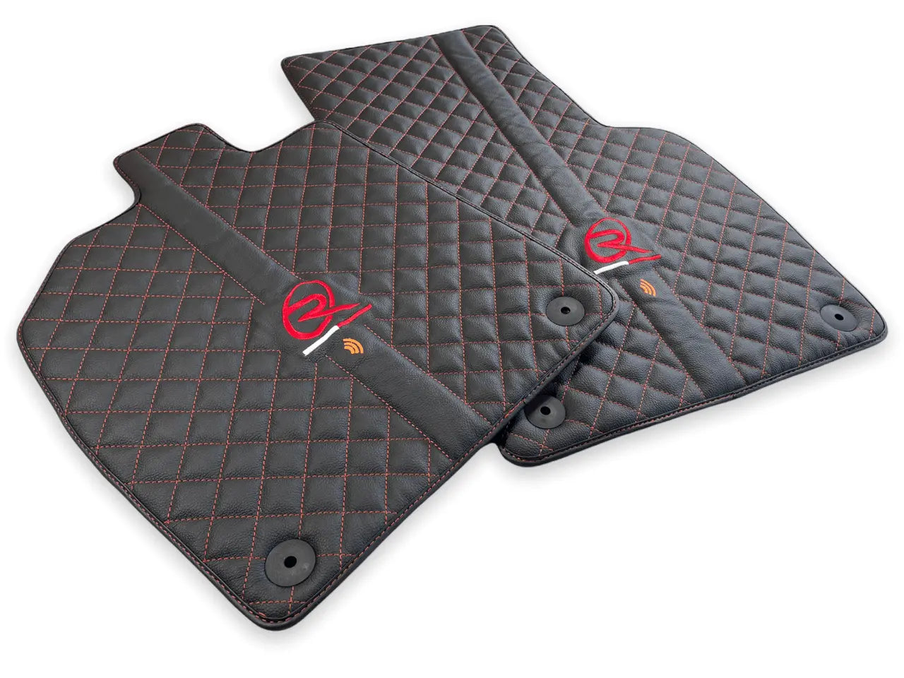 Black Leather Floor Mats for Audi R8 2015-2023 - AutoWin