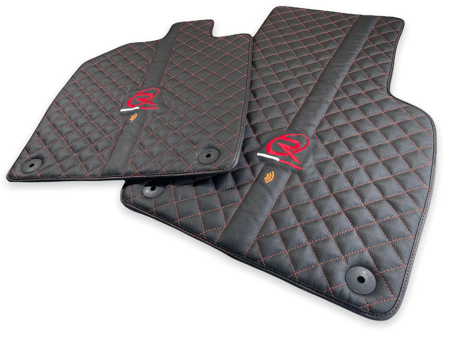 Black Leather Floor Mats for Audi R8 2015-2023 - AutoWin