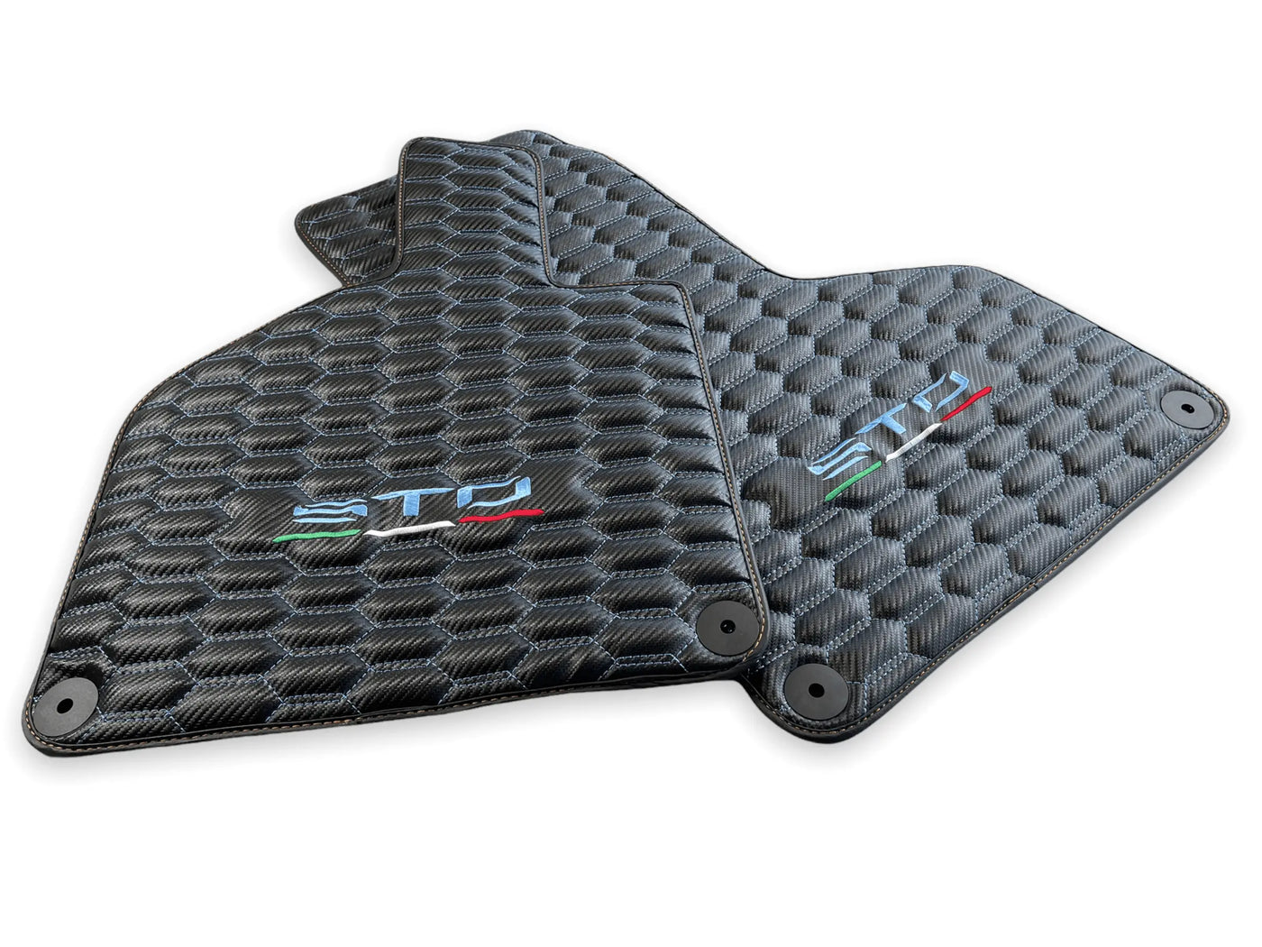 Blue Stitched Carbon Mats for Lamborghini Huracan Sto
