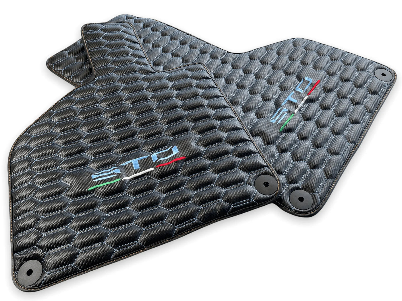 Blue Stitched Carbon Mats for Lamborghini Huracan Sto
