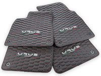 Floor Mats For Lamborghini Urus Leather Red Stitching - AutoWin
