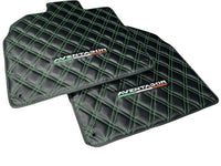 Floor Mats for Lamborghini Aventador Carbon Fiber Leather Green Stitching - AutoWin