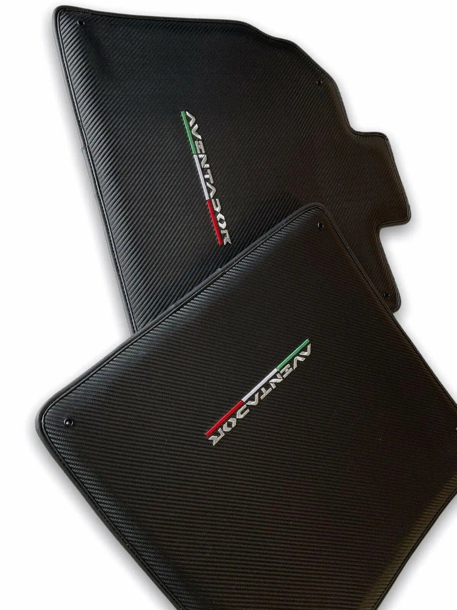 Floor Mats for Lamborghini Aventador Carbon Fiber Leather Limited Edition - AutoWin