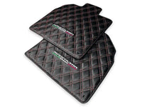 Floor Mats for Lamborghini Aventador Carbon Fiber Leather Red Stitching - AutoWin