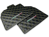 Floor Mats for Lamborghini Aventador Carbon Fiber Leather Yellow Stitching - AutoWin