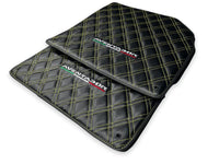 Floor Mats for Lamborghini Aventador Carbon Fiber Leather Yellow Stitching - AutoWin