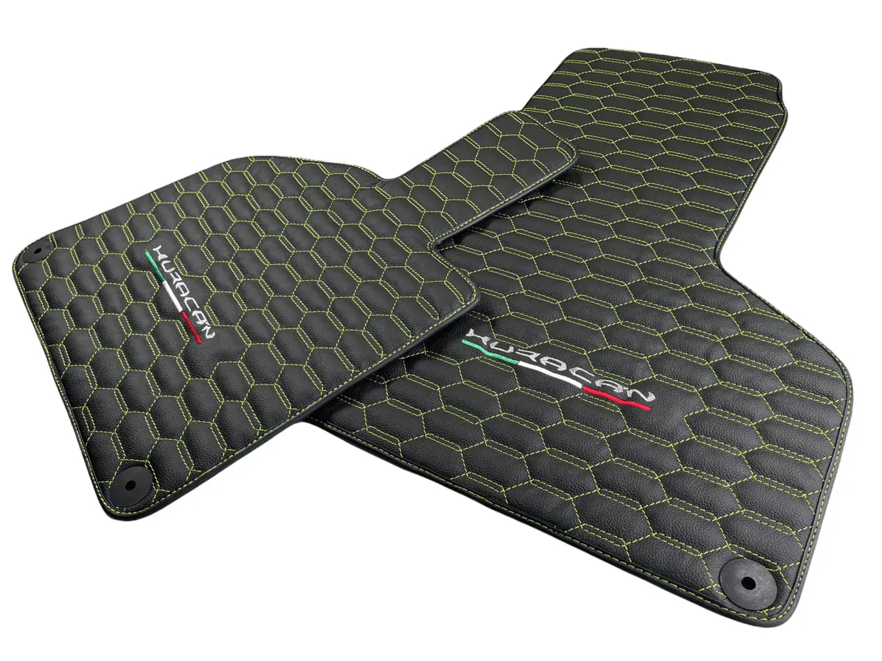Green Stitched Leather Mats for Lamborghini Huracan