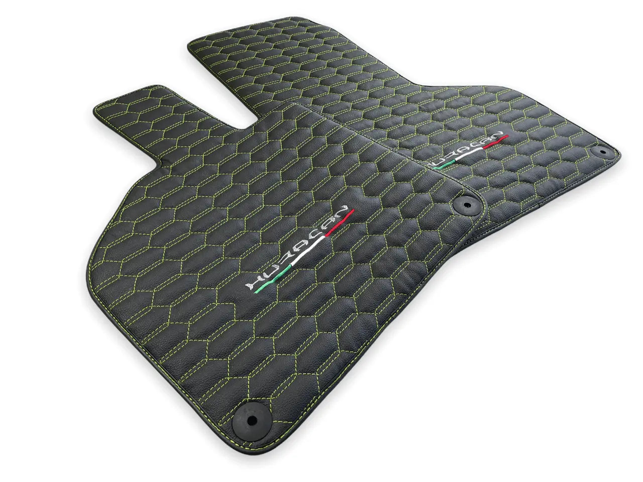 Green Stitched Leather Mats for Lamborghini Huracan