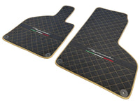 Floor Mats for Lamborghini Huracan Perfomante Alcantara Leather Gold Trim - AutoWin