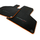 Floor Mats for Lamborghini Huracan With Italian Flag and Huracan Logo Orange Embroidery - AutoWin