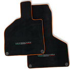 Floor Mats for Lamborghini Huracan With Italian Flag and Huracan Logo Orange Embroidery - AutoWin