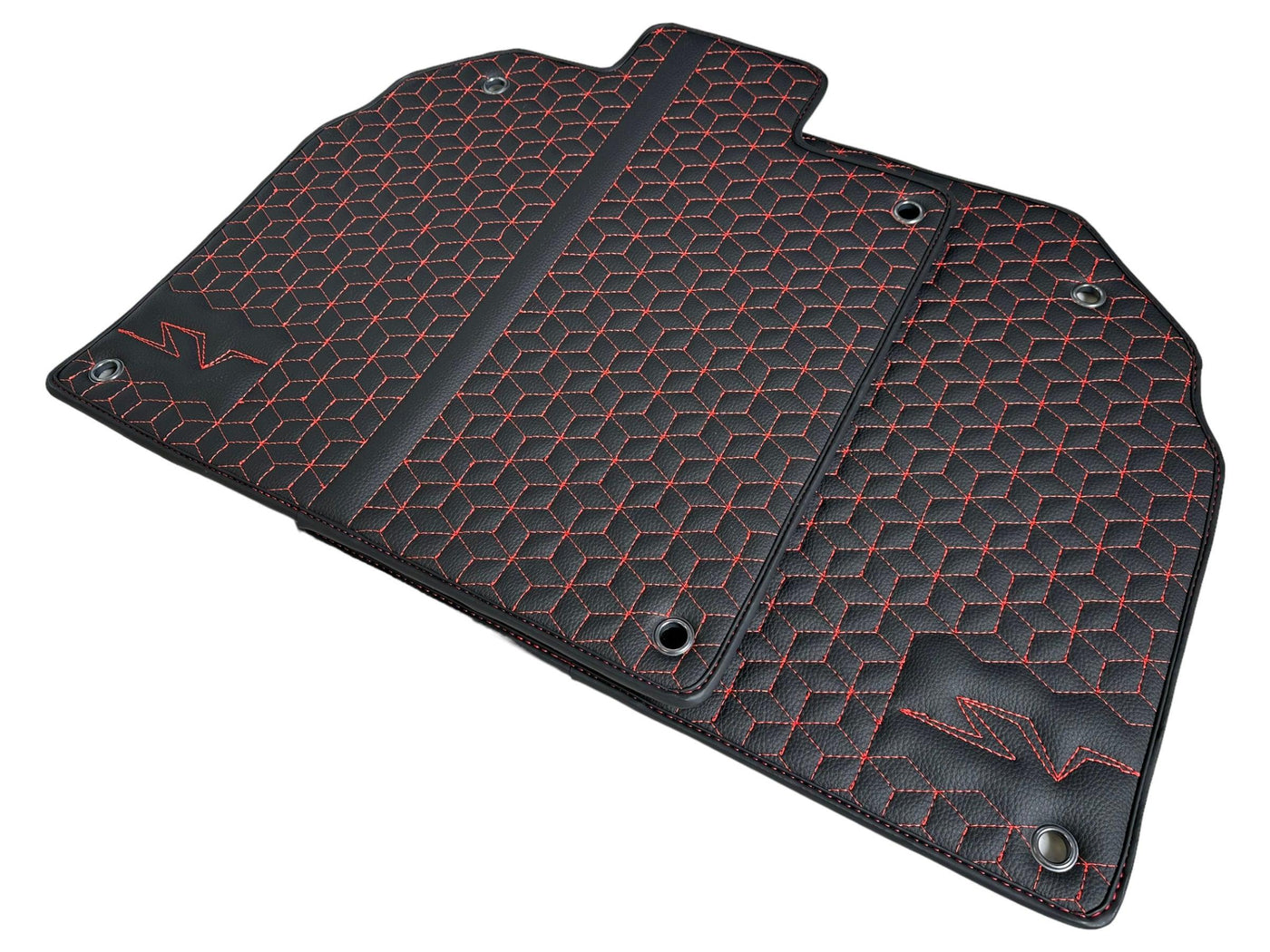 Leather Floor Mats for Lamborghini Aventador SV | Red Stitching - AutoWin