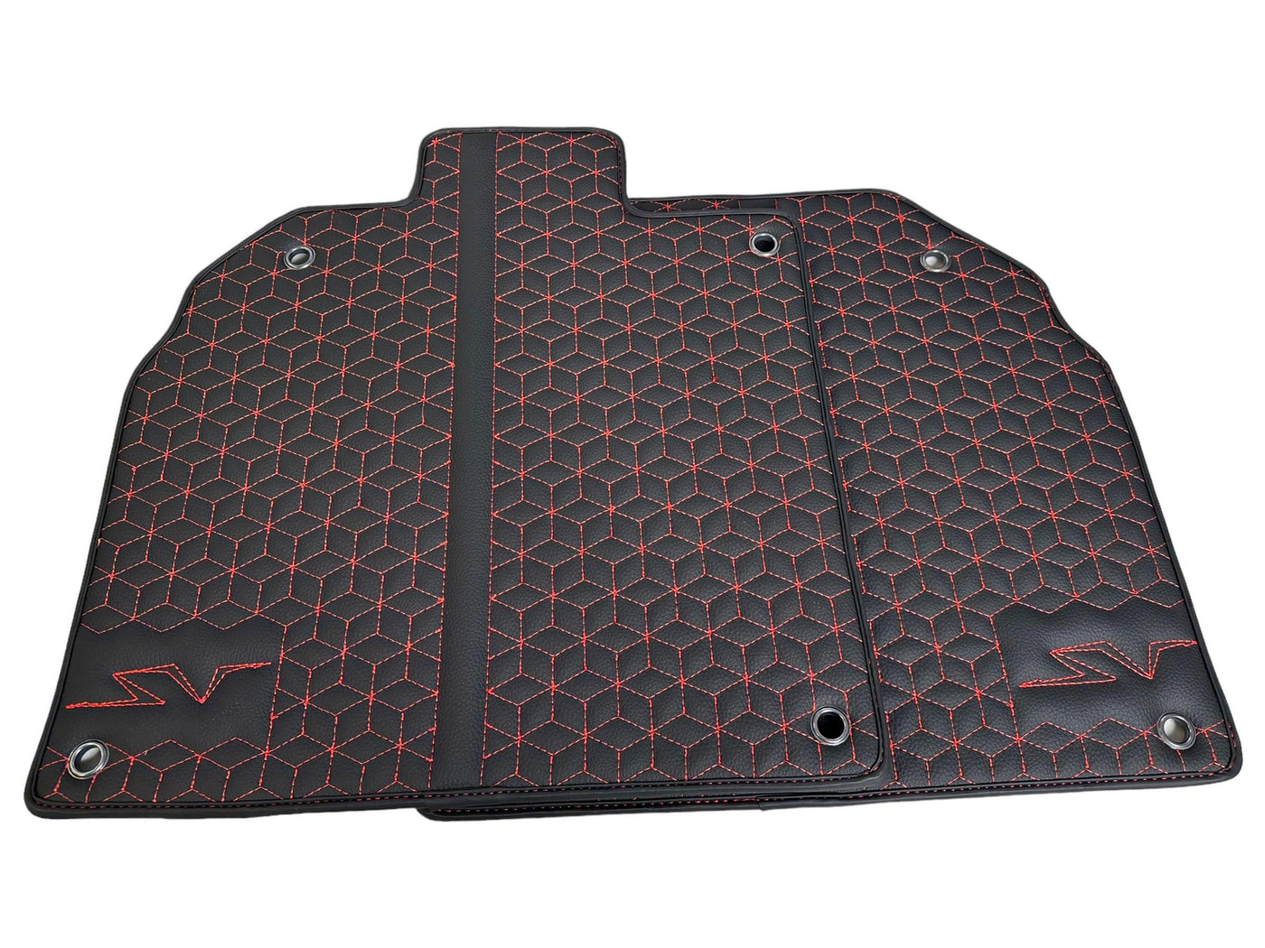 Leather Floor Mats for Lamborghini Aventador SV | Red Stitching - AutoWin
