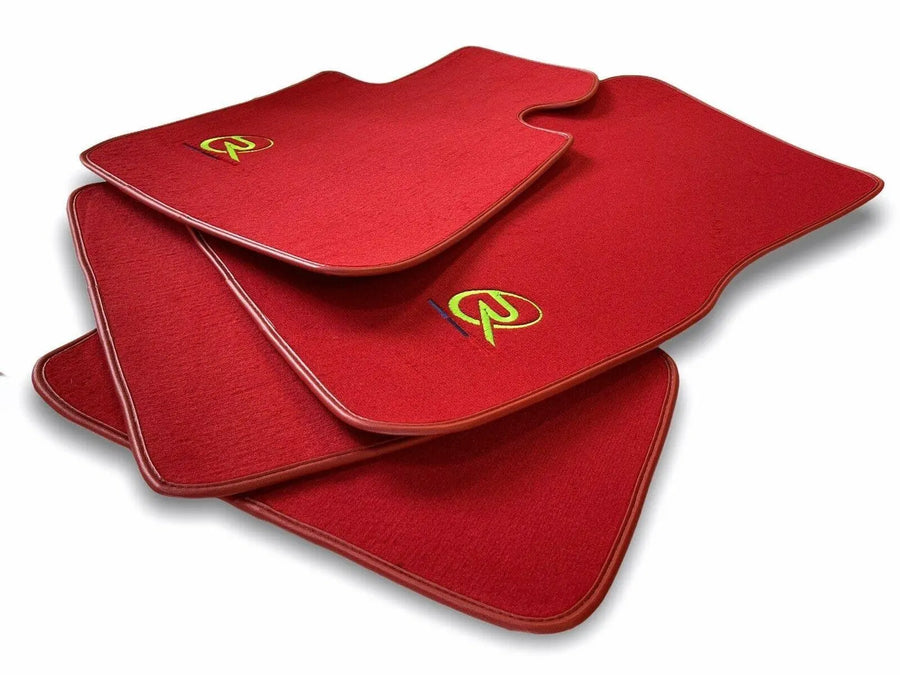 Red Floor Mats For BMW 5 Series F10 ROVBUT Brand Tailored Set Perfect Fit Green SNIP Collection - AutoWin