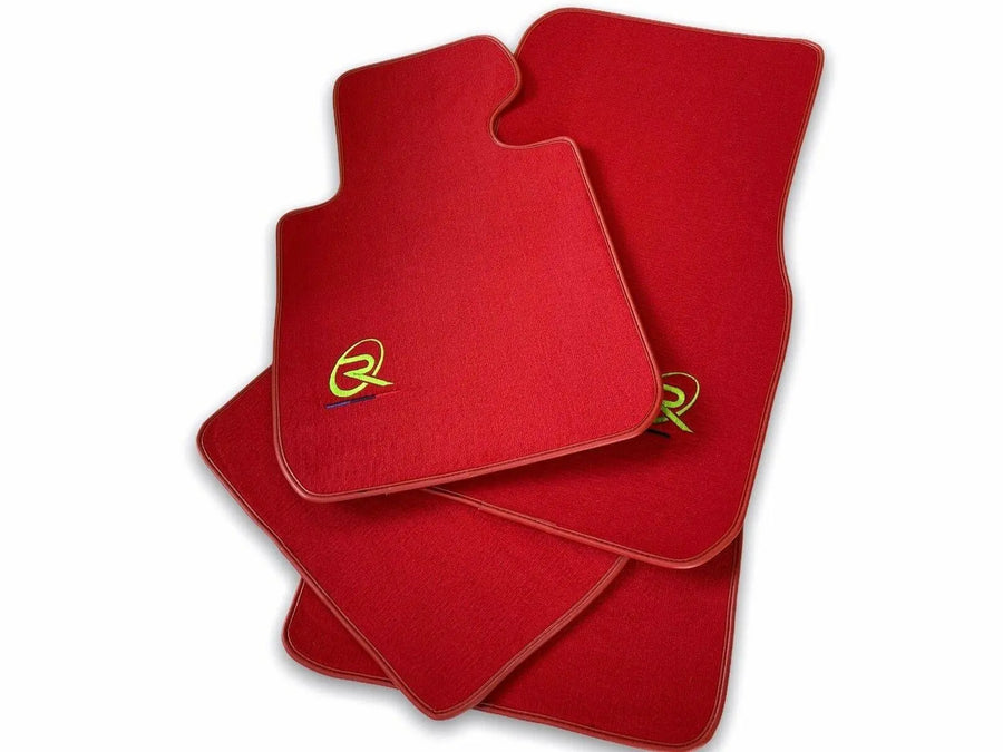 Red Floor Mats For BMW 5 Series F10 ROVBUT Brand Tailored Set Perfect Fit Green SNIP Collection - AutoWin