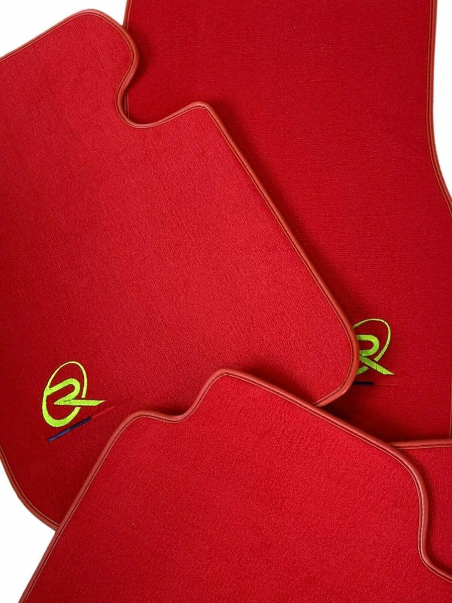 Red Floor Mats For BMW 5 Series F10 ROVBUT Brand Tailored Set Perfect Fit Green SNIP Collection - AutoWin