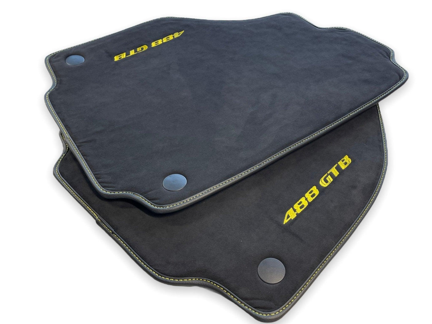 Alcantara Floor Mats For Ferrari 488 GTB 2016-2022 Yellow Logo - AutoWin