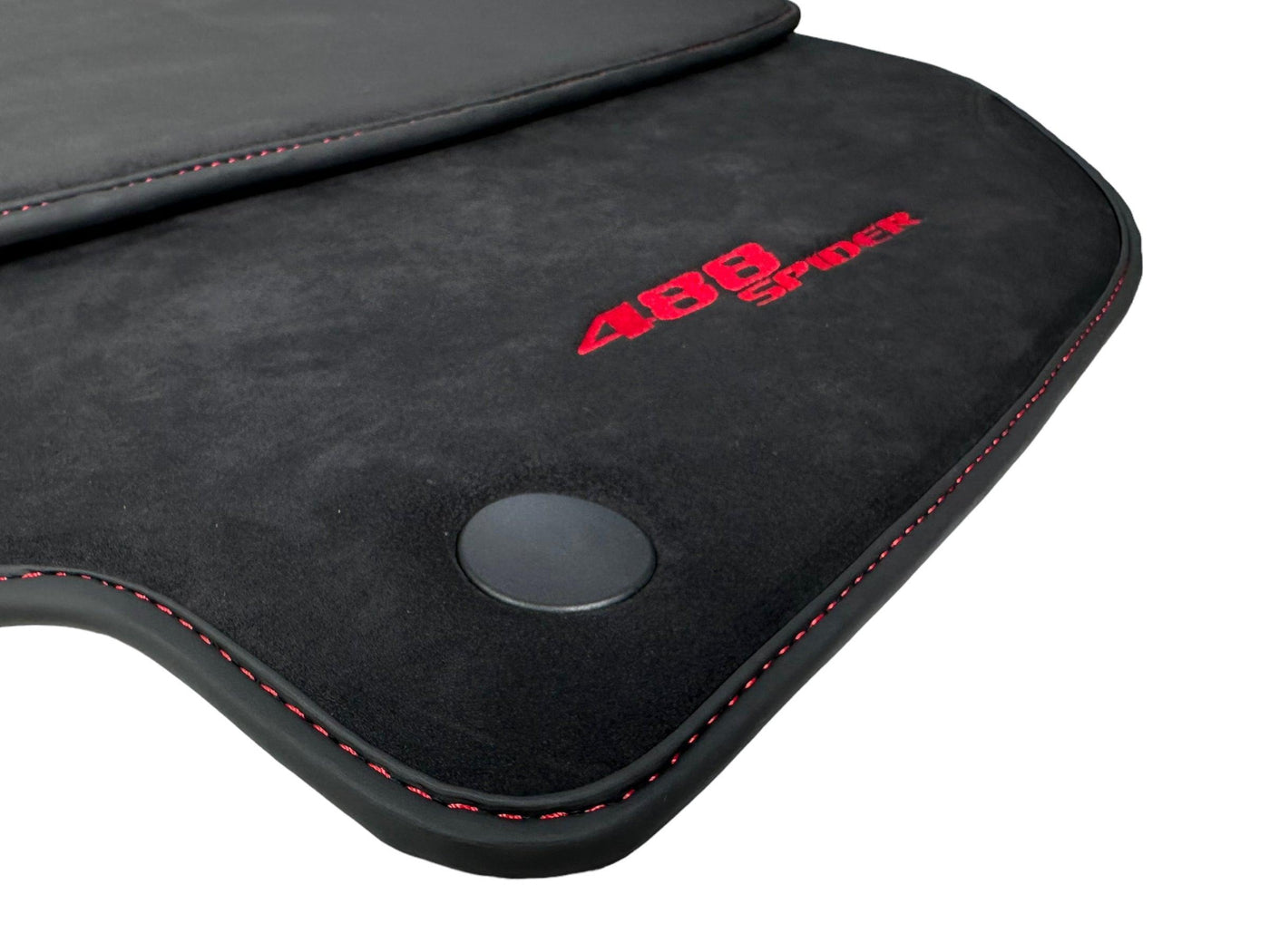 Alcantara Floor Mats for Ferrari 488 Spider 2016-2022 Red Sewing - AutoWin