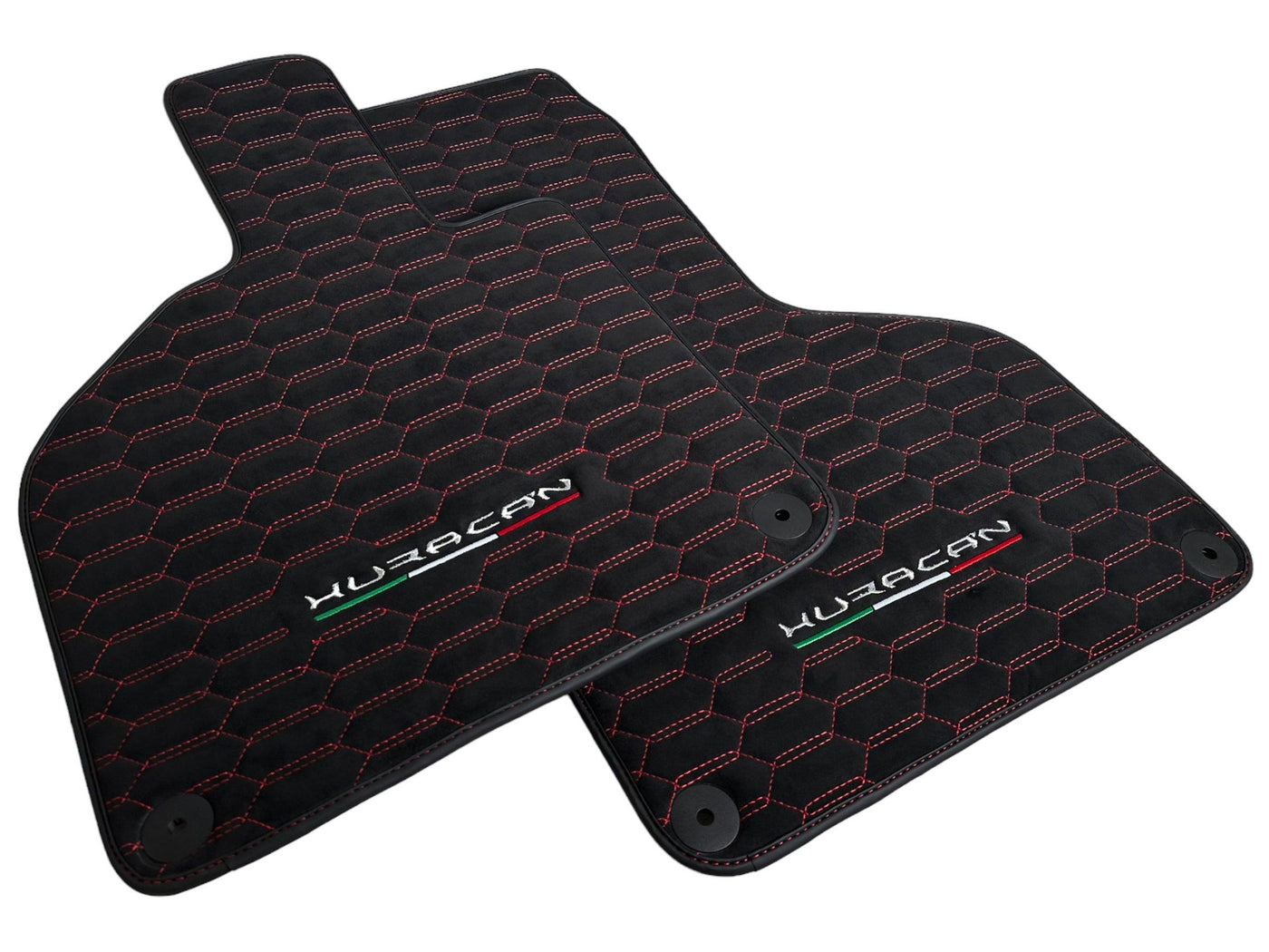 Alcantara Floor Mats for Lamborghini Huracan Red Sewing - AutoWin
