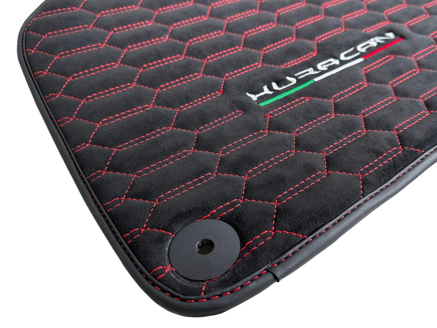 Alcantara Floor Mats for Lamborghini Huracan Red Sewing - AutoWin