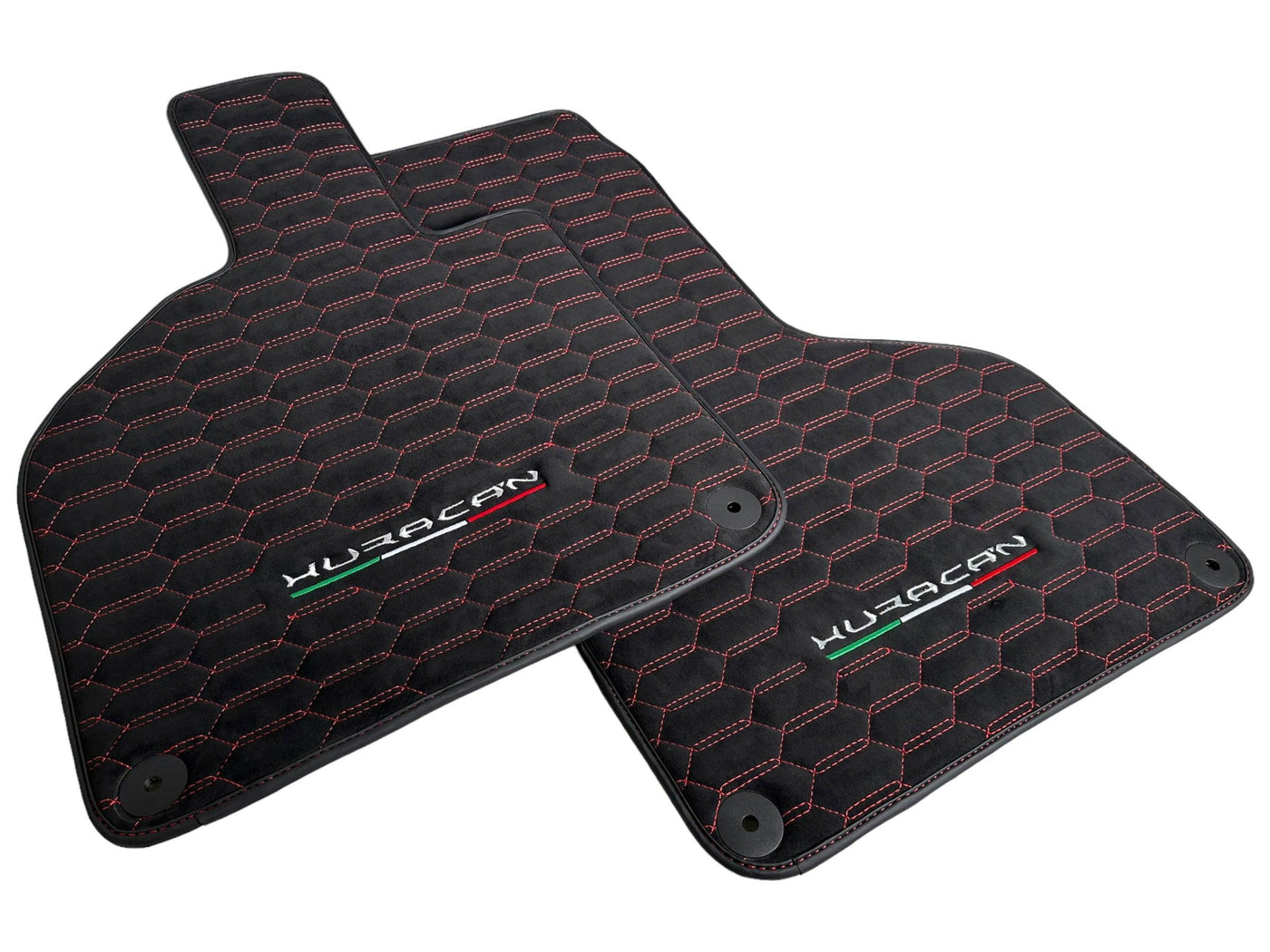 Alcantara Floor Mats for Lamborghini Huracan Red Sewing - AutoWin