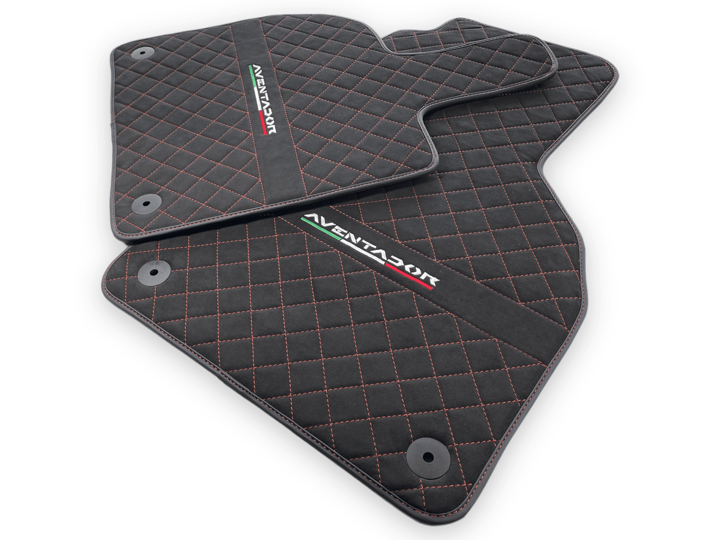 Alcantara Leather Floor Mats For Lamborghini Aventador | Red Stitching - AutoWin