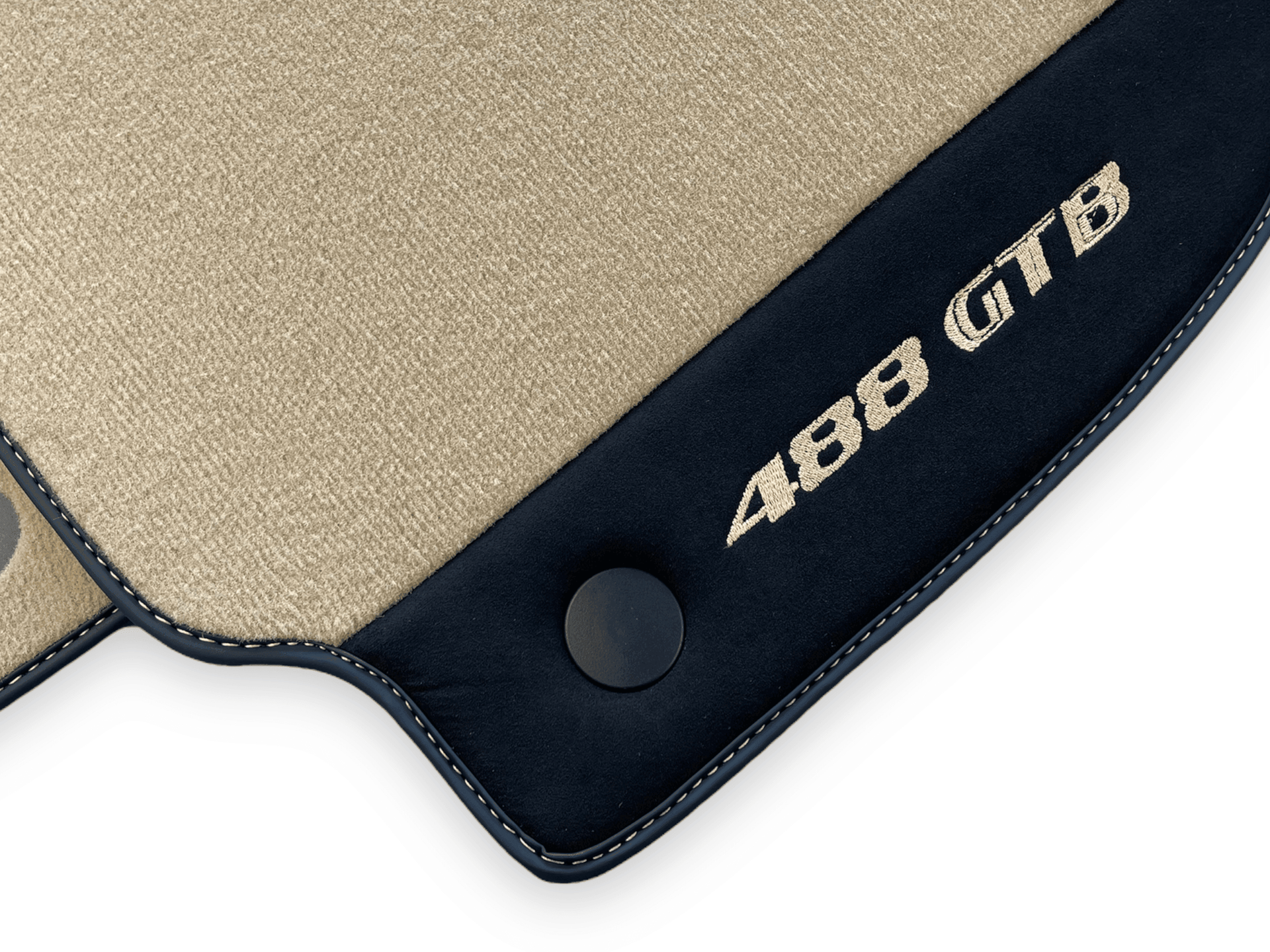 Beige Floor Mats For Ferrari 488 GTB 2016-2022 Carpets With Alcantara Leather - AutoWin
