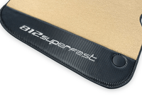 Beige Floor Mats For Ferrari 812 Superfast With Carbon Fiber Leather - AutoWin