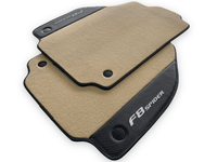 Beige Floor Mats For Ferrari F8 Spider 2019-2022 With Carbon Fiber Leather - AutoWin
