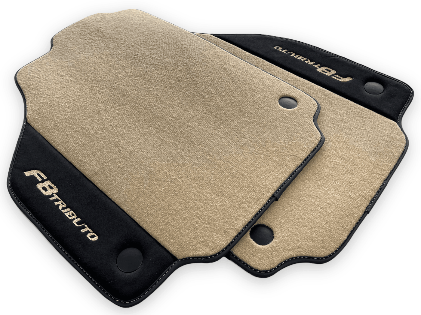 Beige Floor Mats For Ferrari F8 Tributo 2019-2022 With Alcantara Leather - AutoWin