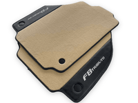 Beige Floor Mats For Ferrari F8 Tributo 2019-2022 With Carbon Leather - AutoWin