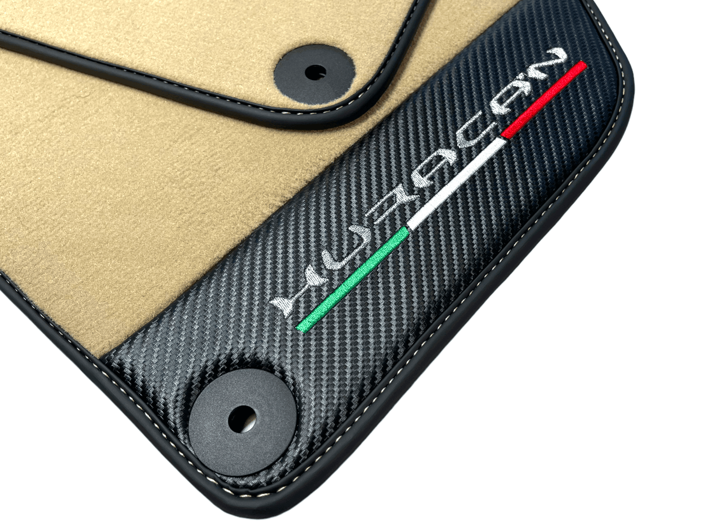 Beige Floor Mats for Lamborghini Huracan With Carbon Fiber Leather - AutoWin