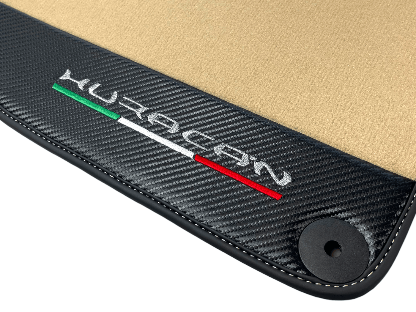 Beige Floor Mats for Lamborghini Huracan With Carbon Fiber Leather - AutoWin
