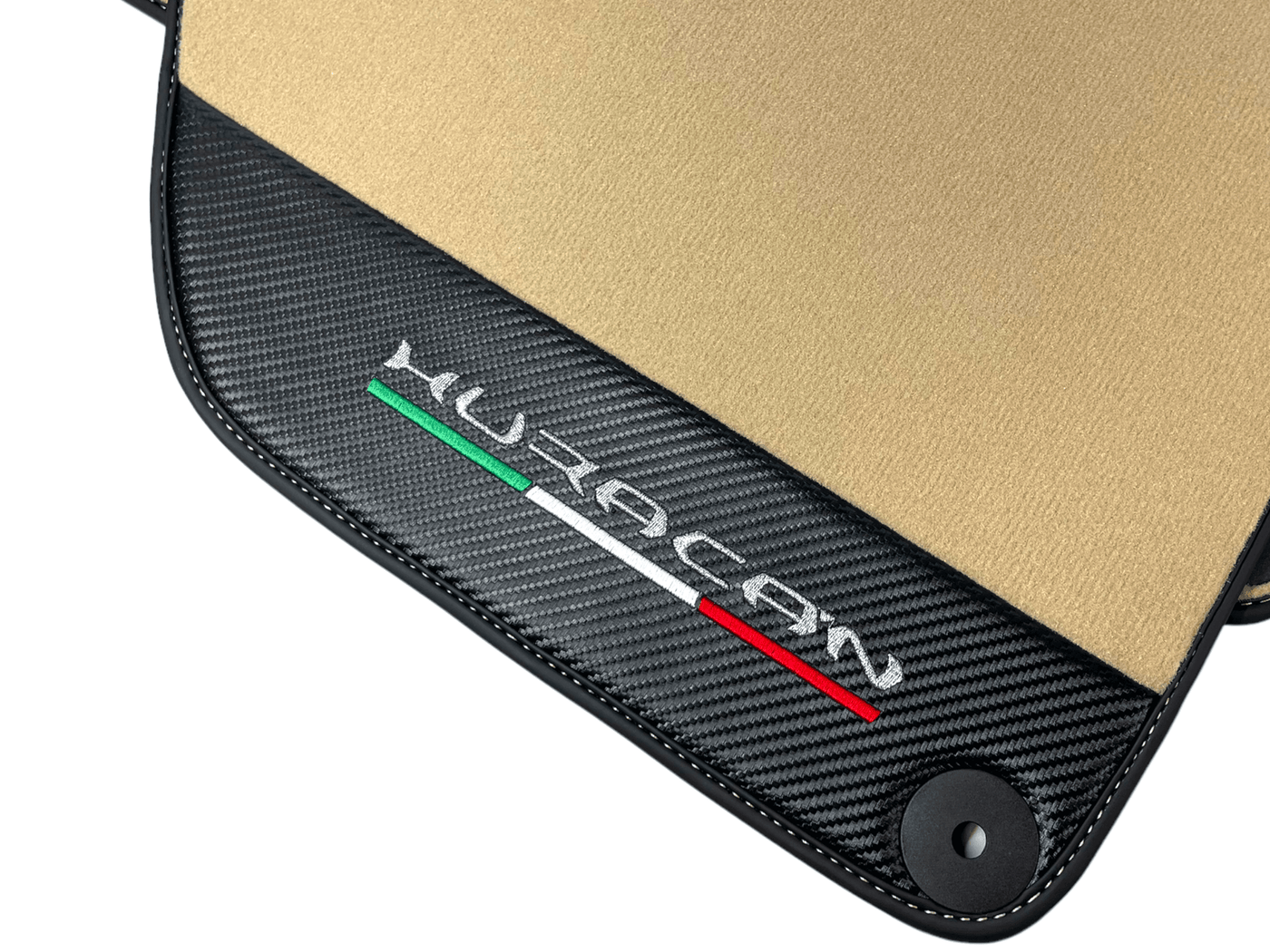 Beige Floor Mats for Lamborghini Huracan With Carbon Fiber Leather - AutoWin