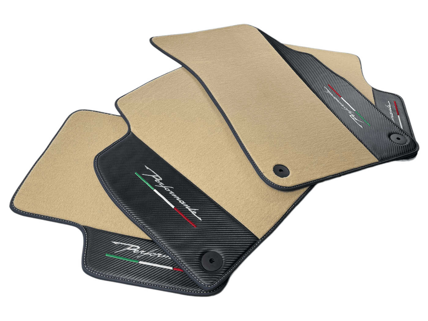 Beige Floor Mats For Lamborghini Urus Performante With Carbon Leather - AutoWin