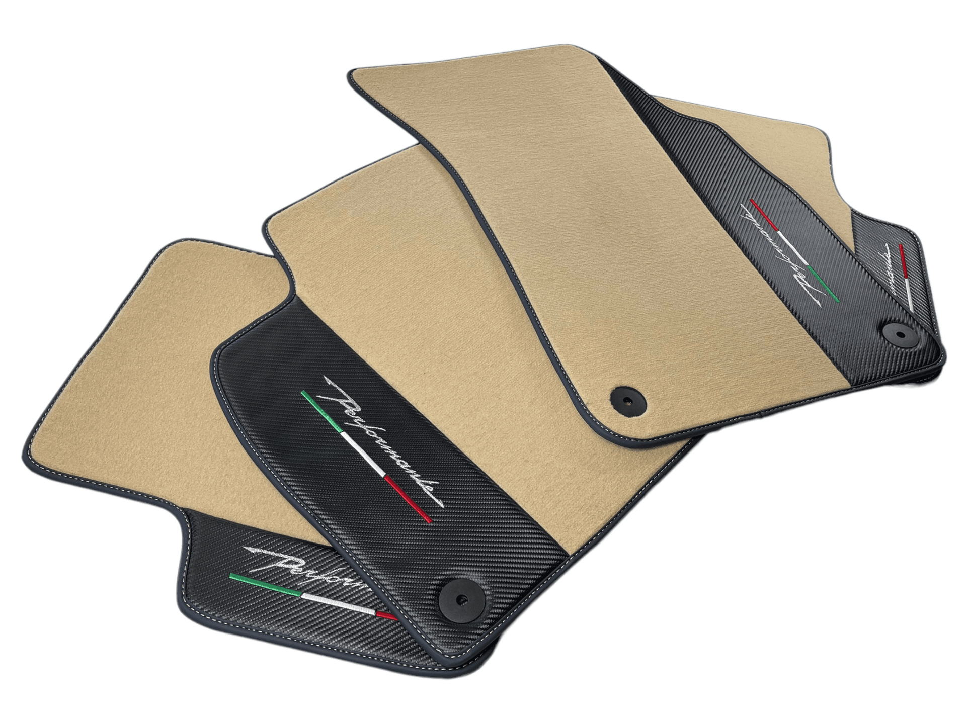 Beige Floor Mats For Lamborghini Urus Performante With Carbon Leather - AutoWin