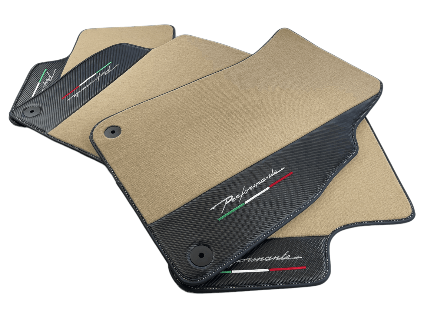 Beige Floor Mats For Lamborghini Urus Performante With Carbon Leather - AutoWin