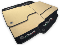 Beige Floor Mats For Lamborghini Urus With Alcantara Leather - AutoWin