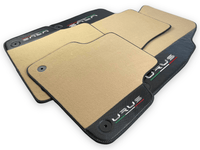 Beige Floor Mats For Lamborghini Urus With Carbon Leather - AutoWin