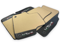 Beige Floor Mats For Lamborghini Urus With Carbon Leather - AutoWin