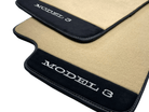 Beige Floor Mats For Tesla Model 3 With Alcantara Leather - AutoWin