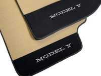 Beige Floor Mats For Tesla Model Y With Alcantara Leather - AutoWin