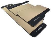 Beige Floor Mats For Tesla Model Y With Alcantara Leather - AutoWin