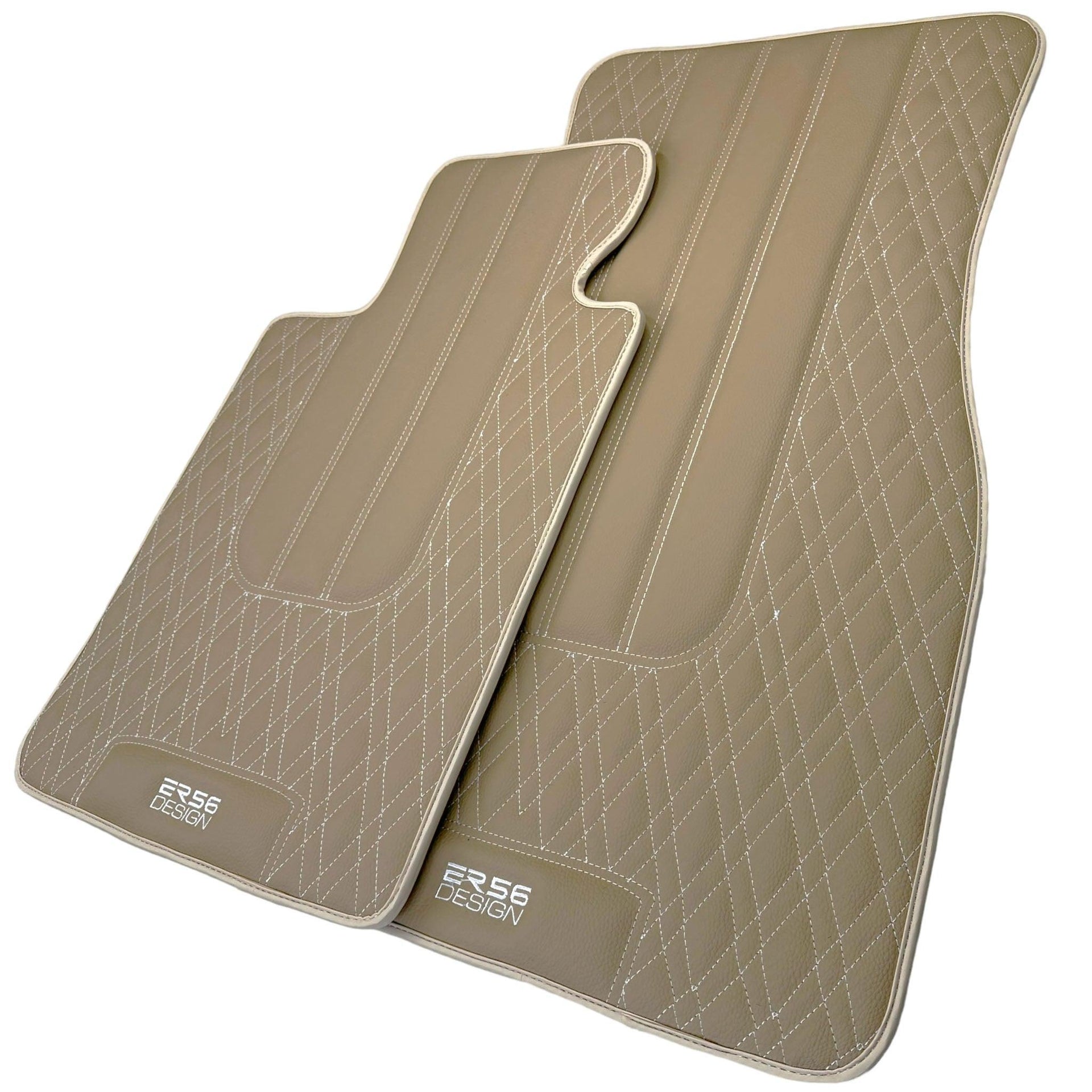 Beige Leather Floor Floor Mats For BMW 3 Series E90 - AutoWin