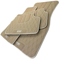 Beige Leather Floor Mats For BMW 5 Series G31 Wagon - AutoWin
