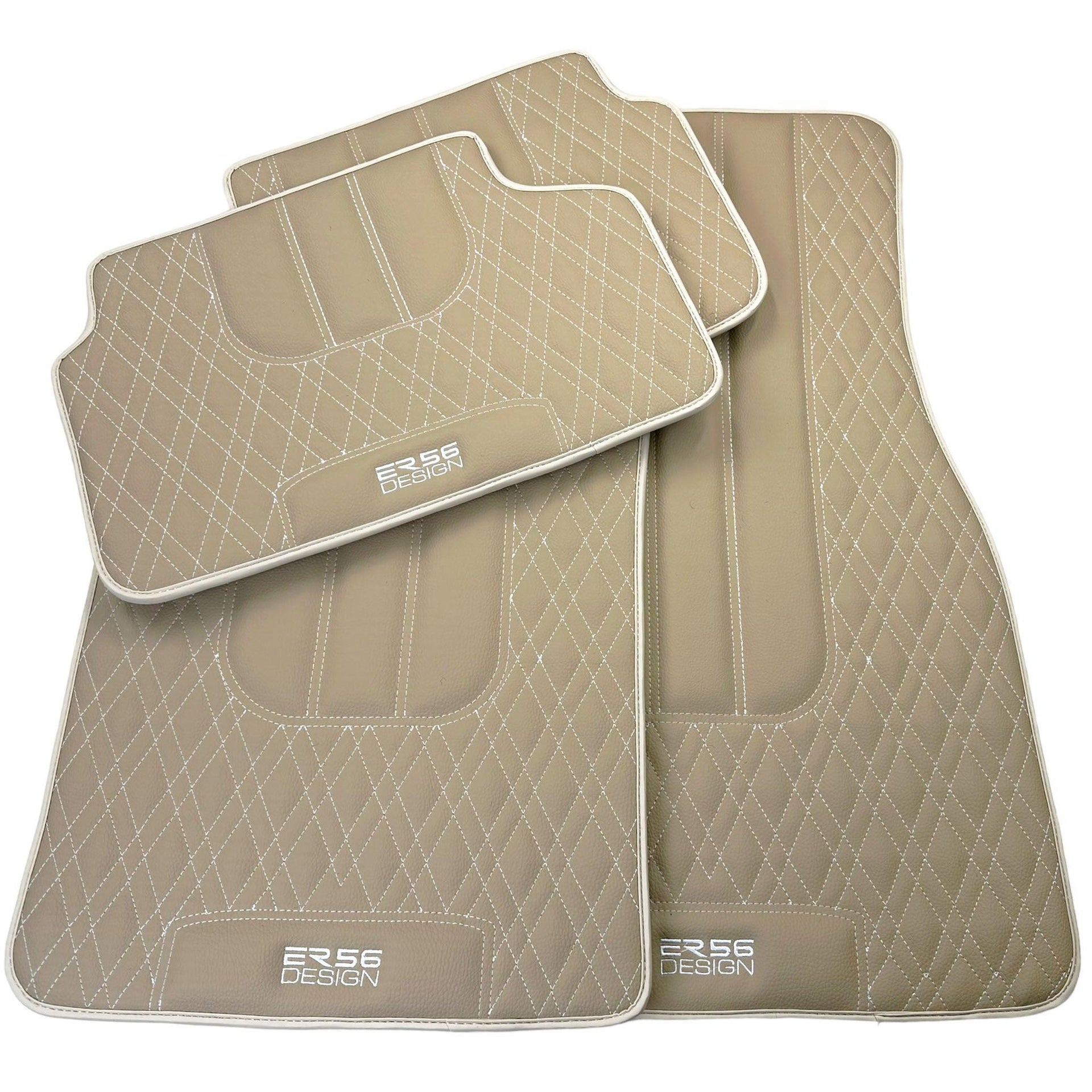 Beige Leather Floor Mats For BMW M3 E46 - AutoWin
